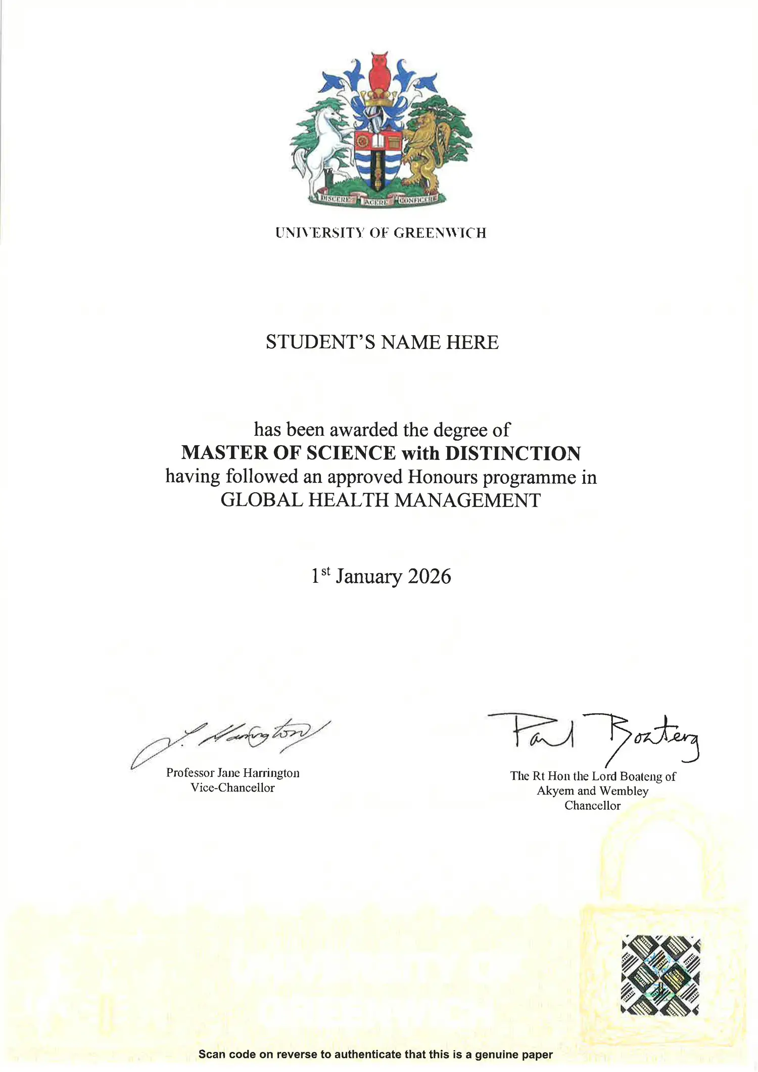 Sample Certificate