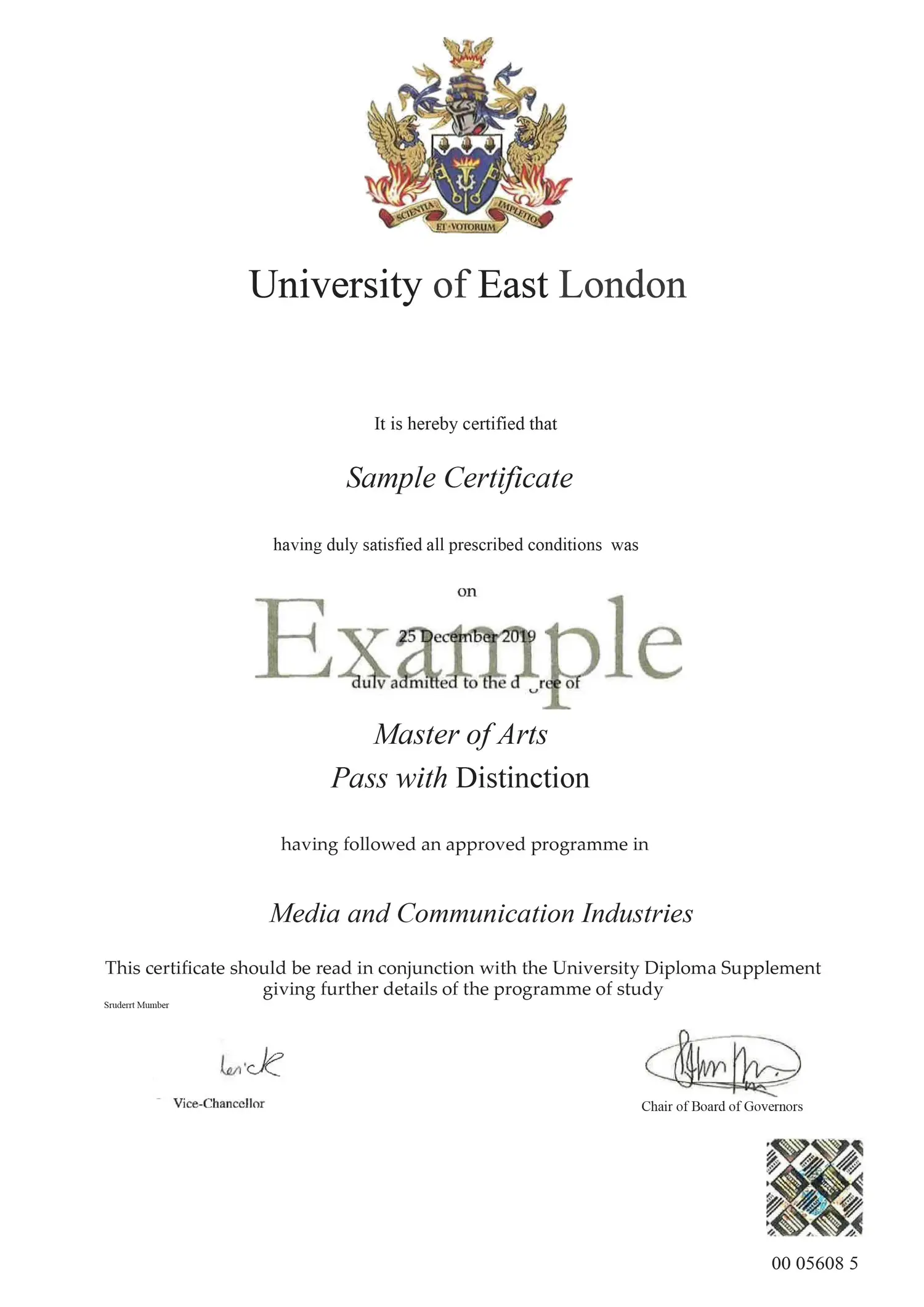 Sample Certificate